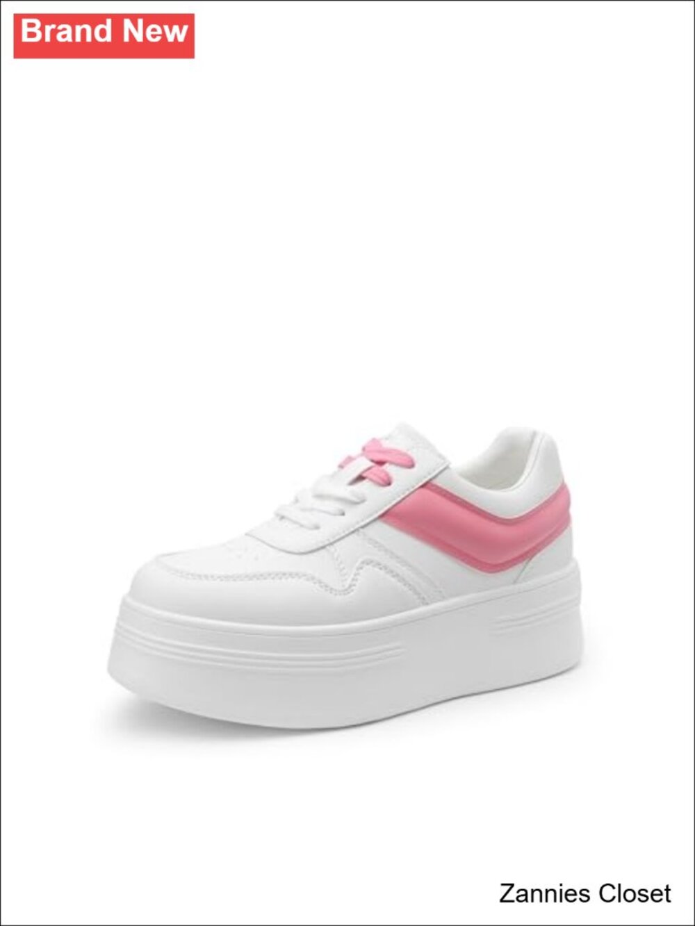 ✨ Platform Casual Sneakers Women's Chunky Heel Lace-Up Faux Leather